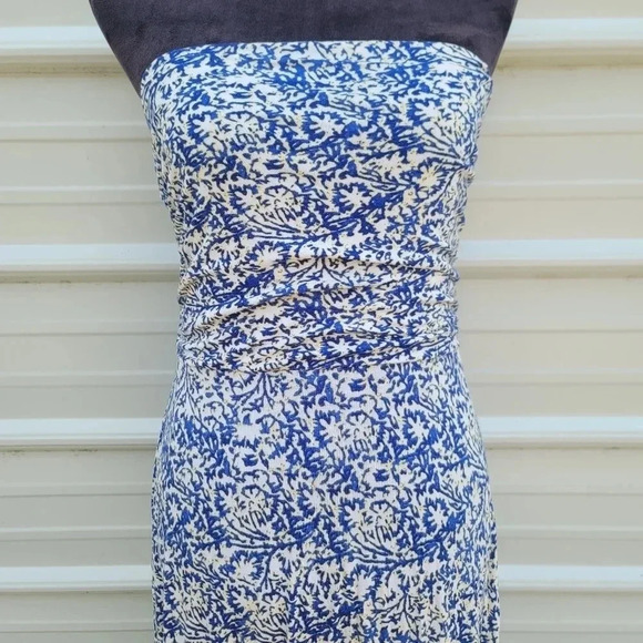 The Limited Blue Floral Strapless Boho Print Lightweight Stretch Maxi Dress Sz M - Picture 13 of 16